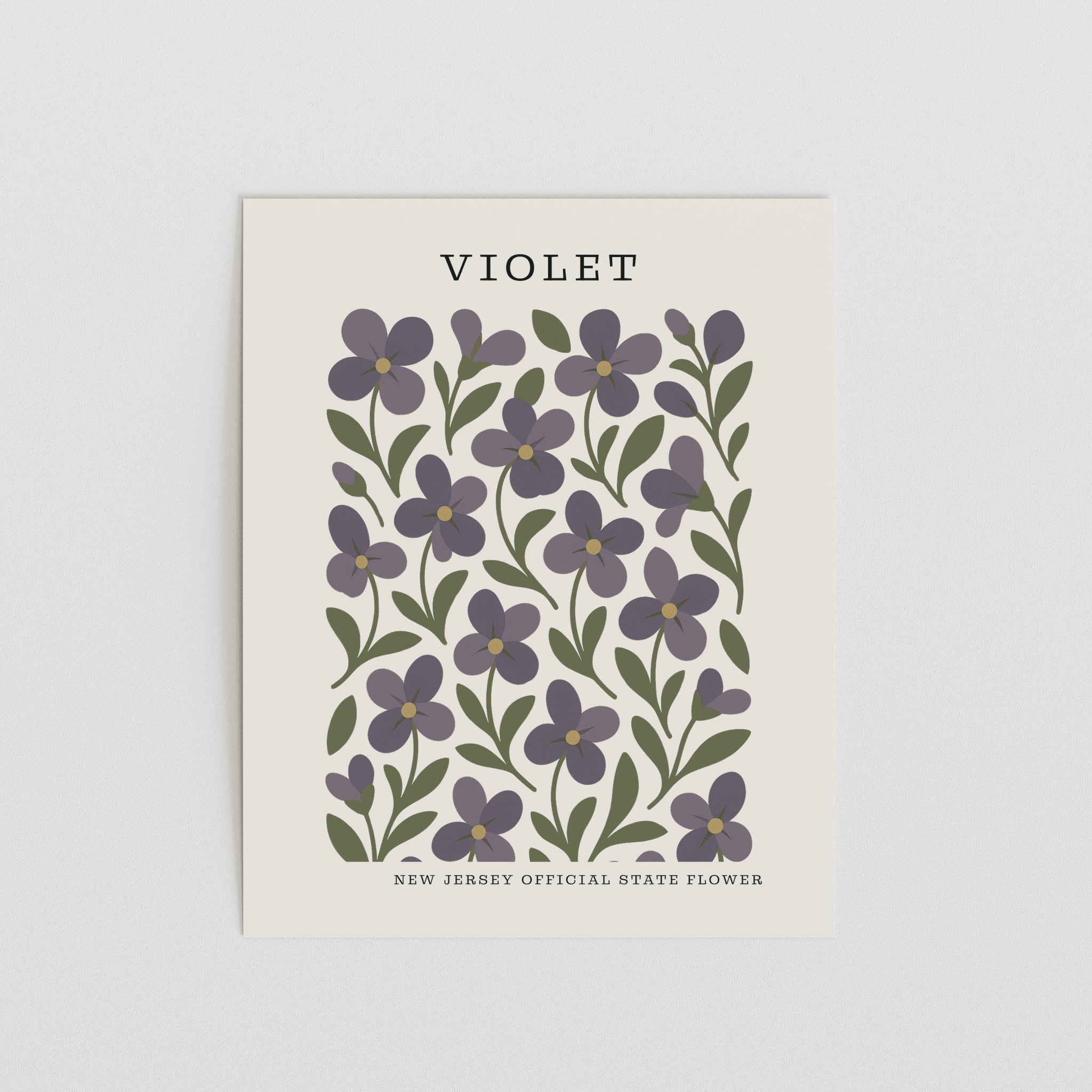 New Jersey State Flower Art Print – Violet - The FlatFile Society