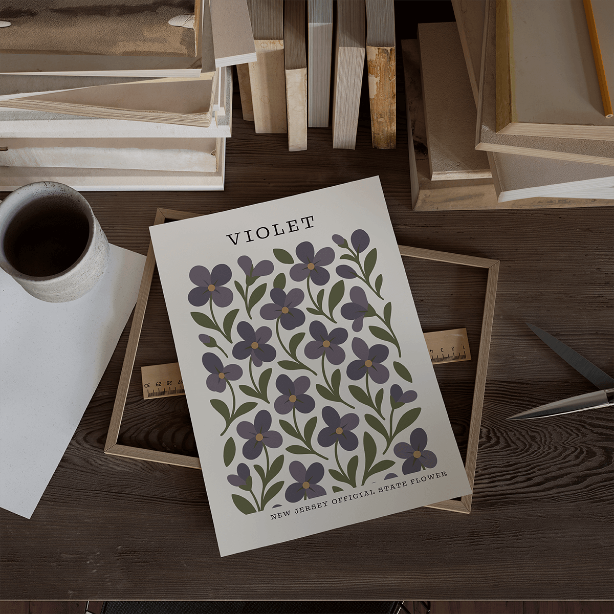 New Jersey State Flower Art Print – Violet - The FlatFile Society