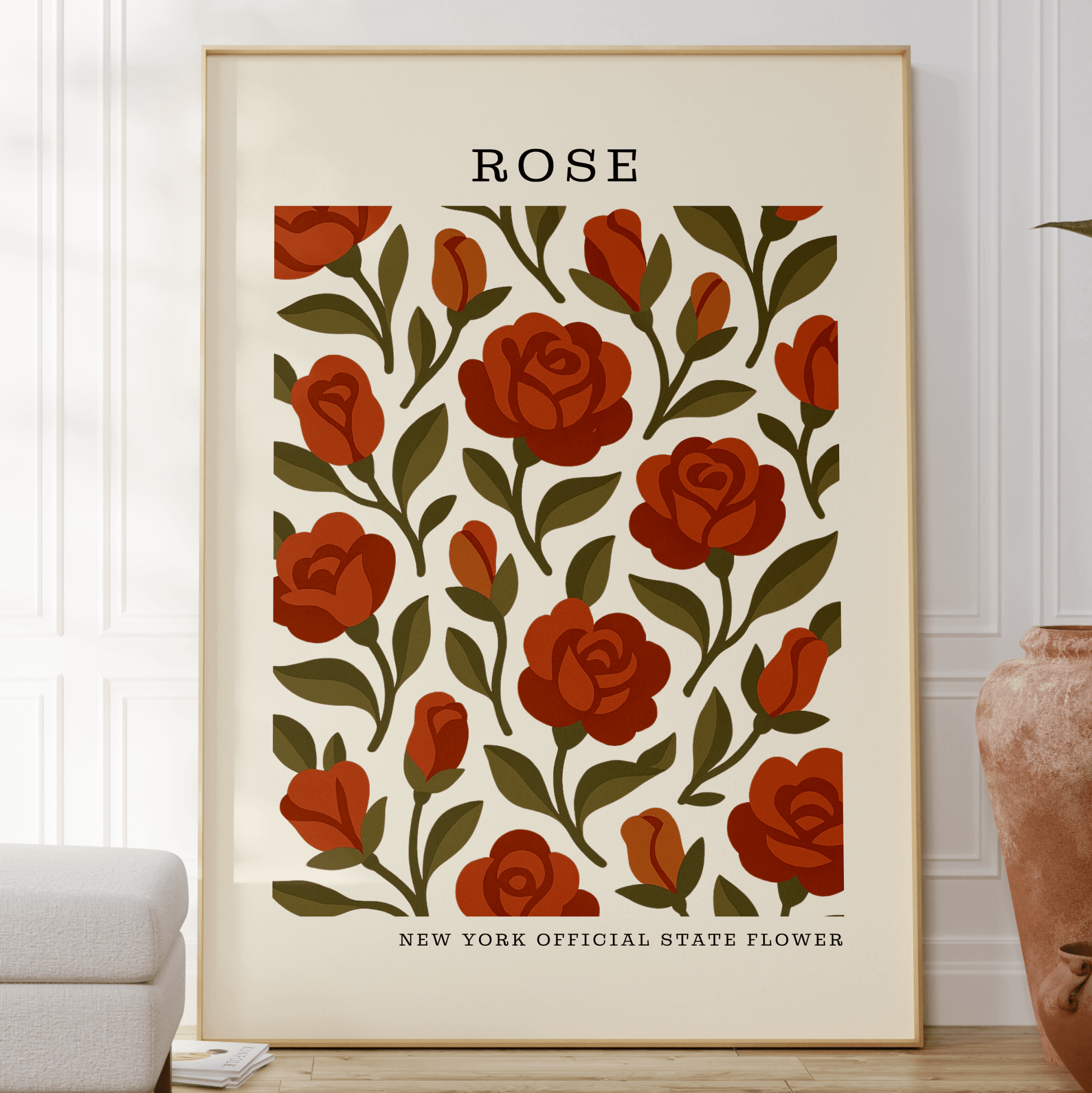 New York State Flower Art Print – Rose - The FlatFile Society