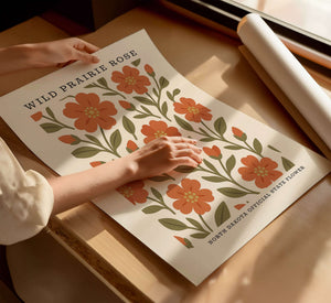 North Dakota State Flower Art Print – Wild Prairie Rose - The FlatFile Society