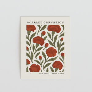 Ohio State Flower Art Print – Scarlet Carnation - The FlatFile Society