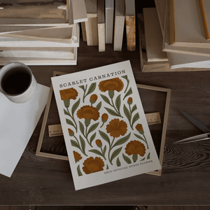 Ohio State Flower Art Print – Scarlet Carnation - The FlatFile Society