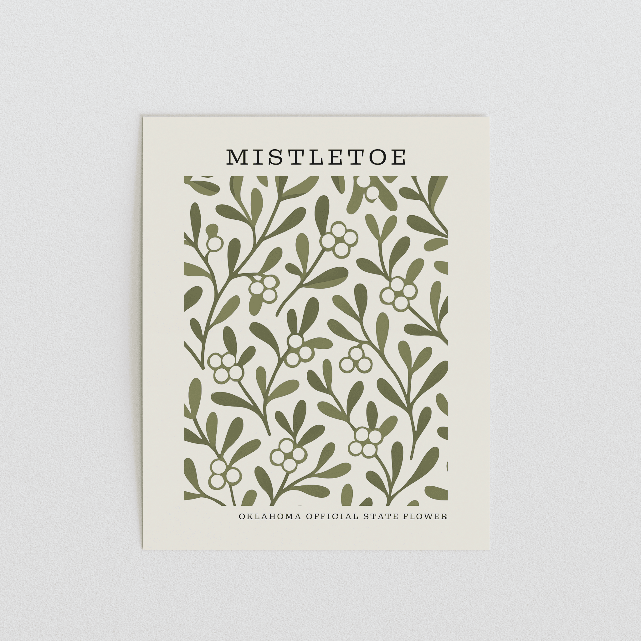 Oklahoma State Flower Art Print – Mistletoe - The FlatFile Society
