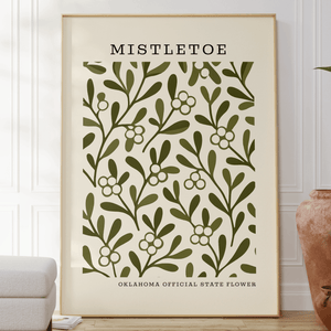 Oklahoma State Flower Art Print – Mistletoe - The FlatFile Society