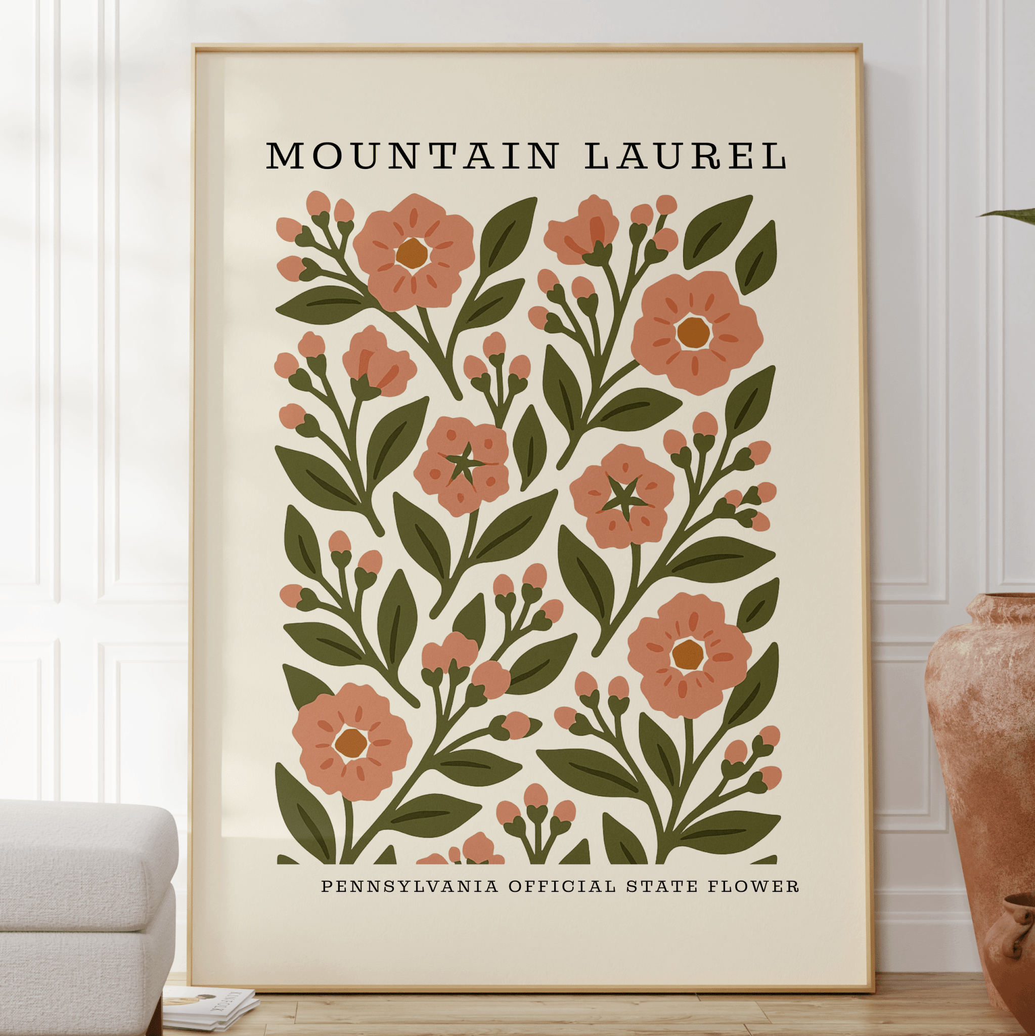 Pennsylvania State Flower Art Print – Mountain Laurel - The FlatFile Society