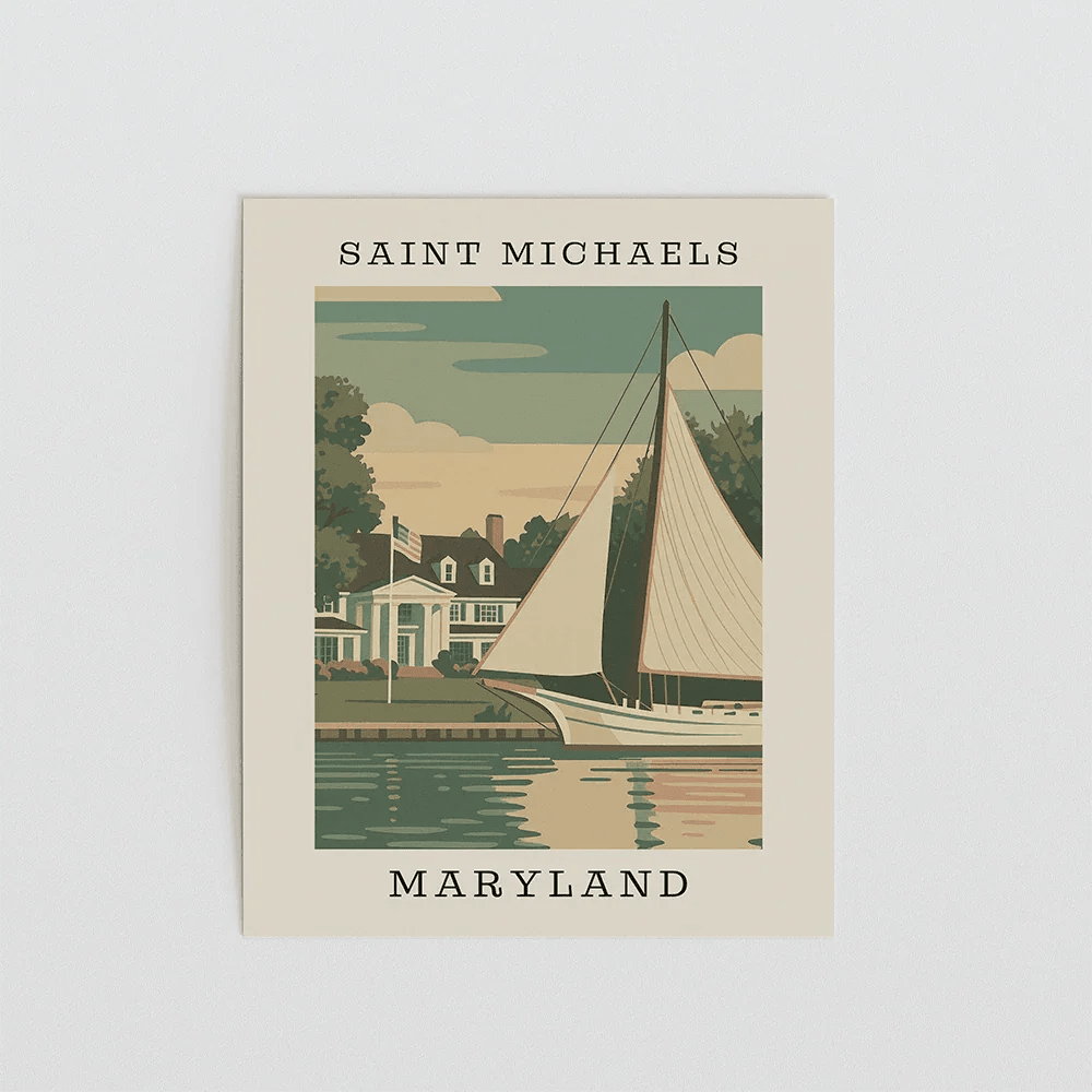Saint Michaels Waterfront Art Print – Maryland Coastal Series - The FlatFile Society
