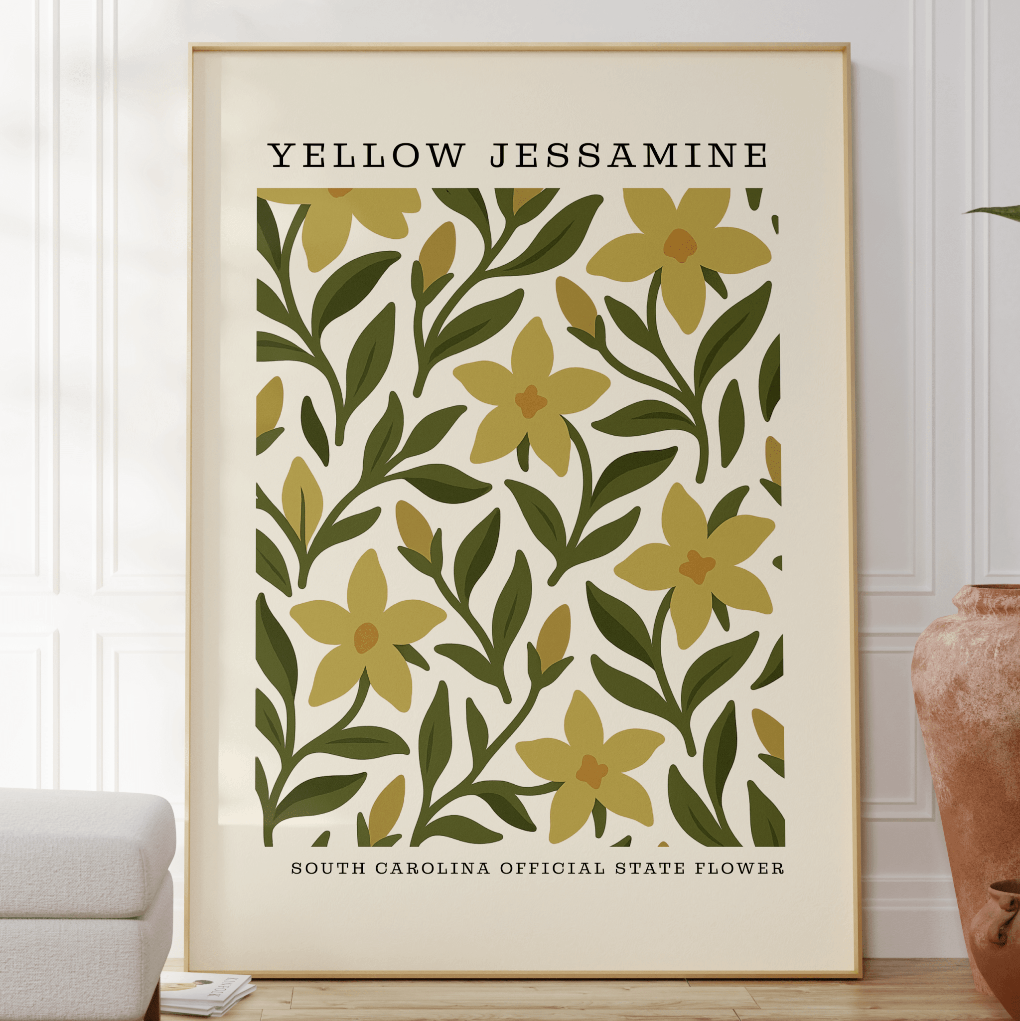 South Carolina State Flower Art Print – Yellow Jessamine - The FlatFile Society
