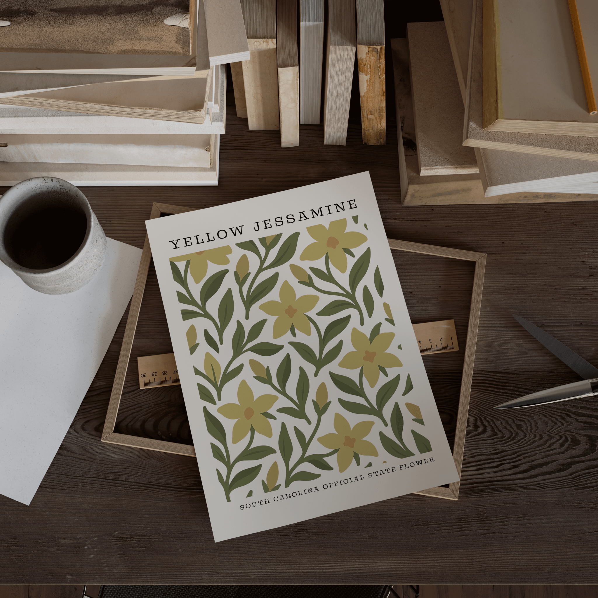 South Carolina State Flower Art Print – Yellow Jessamine - The FlatFile Society
