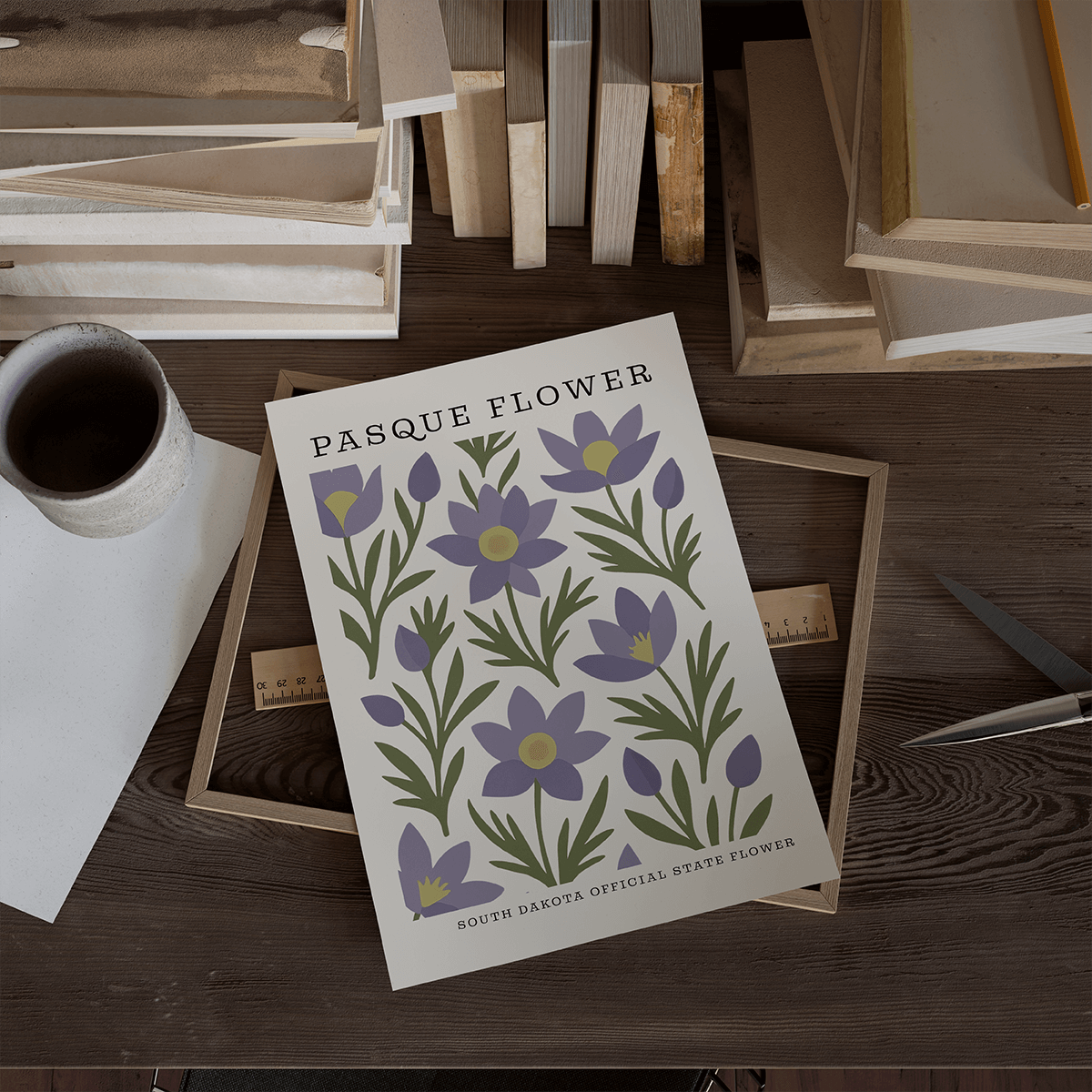 South Dakota State Flower Art Print – Pasque Flower - The FlatFile Society