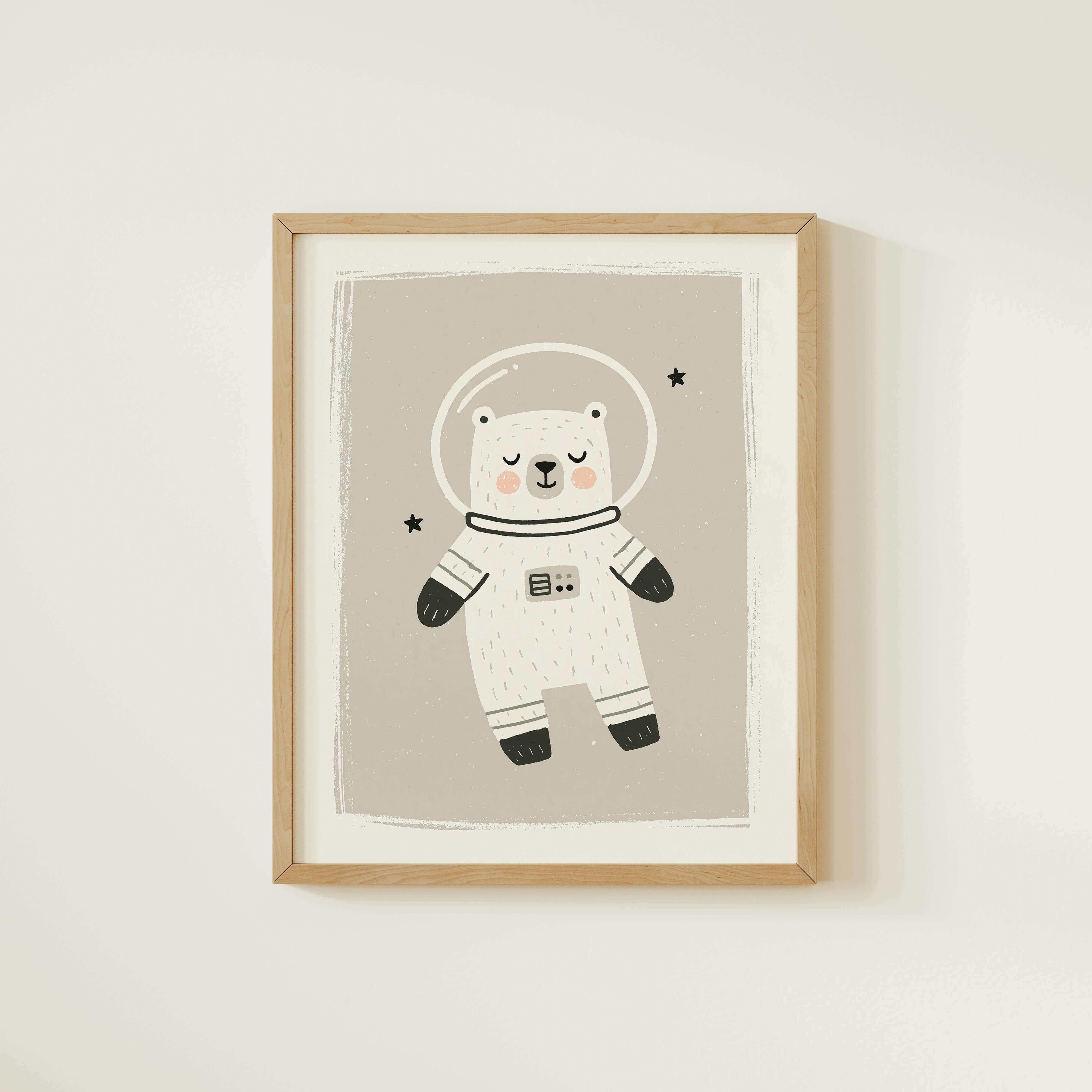 Space Bear Floating Nursery Print