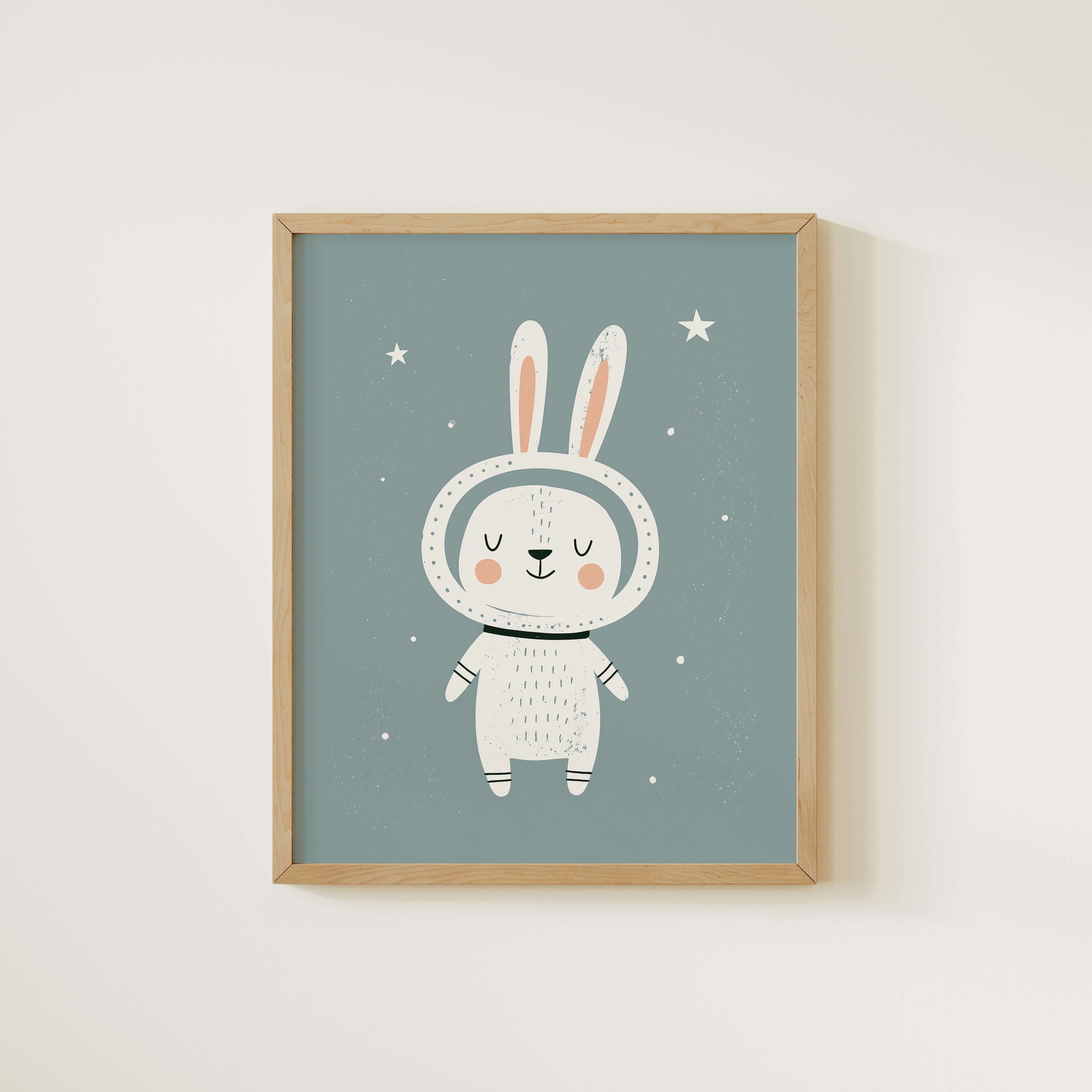 Space Bunny Astronaut Nursery Print