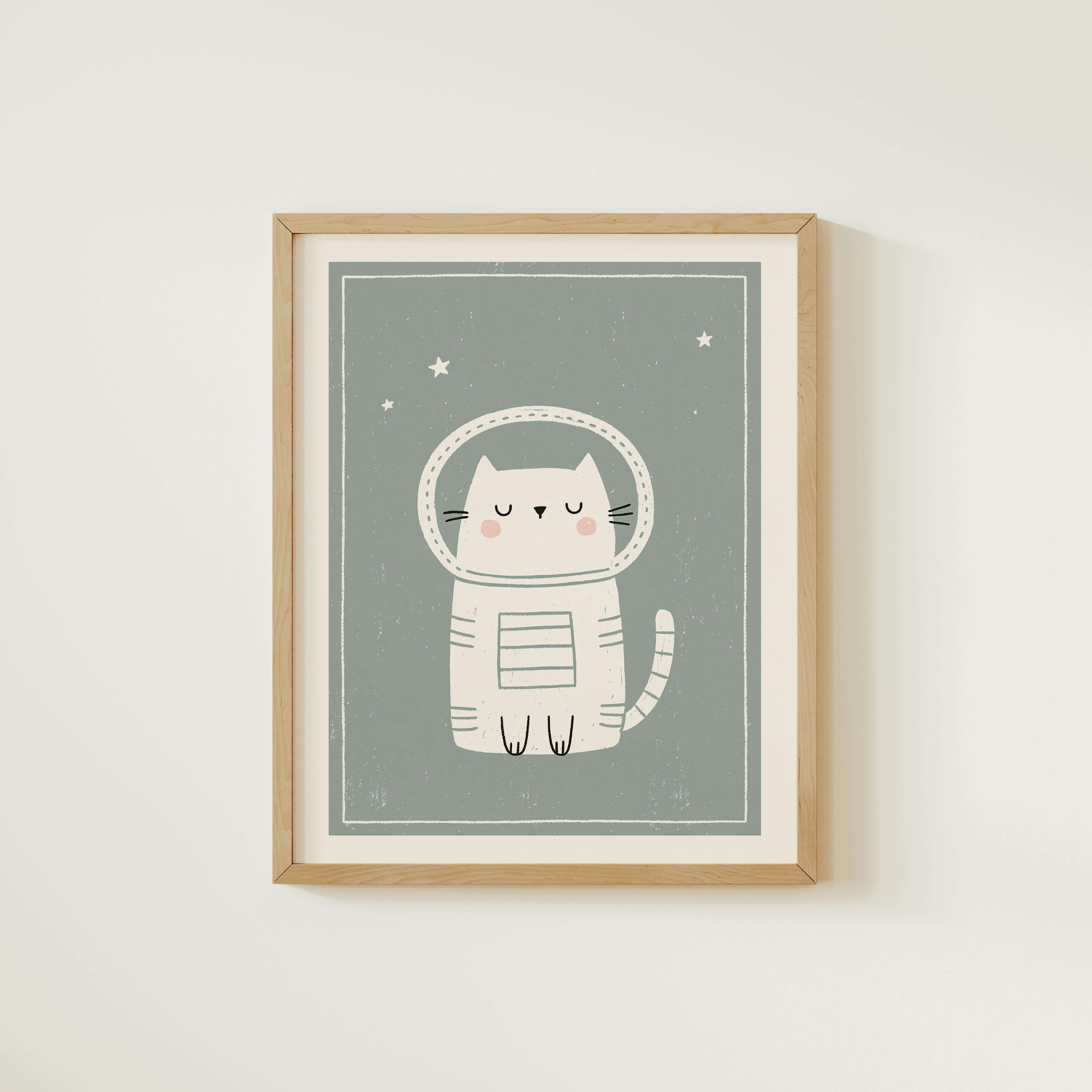 Space Cat Nursery Print