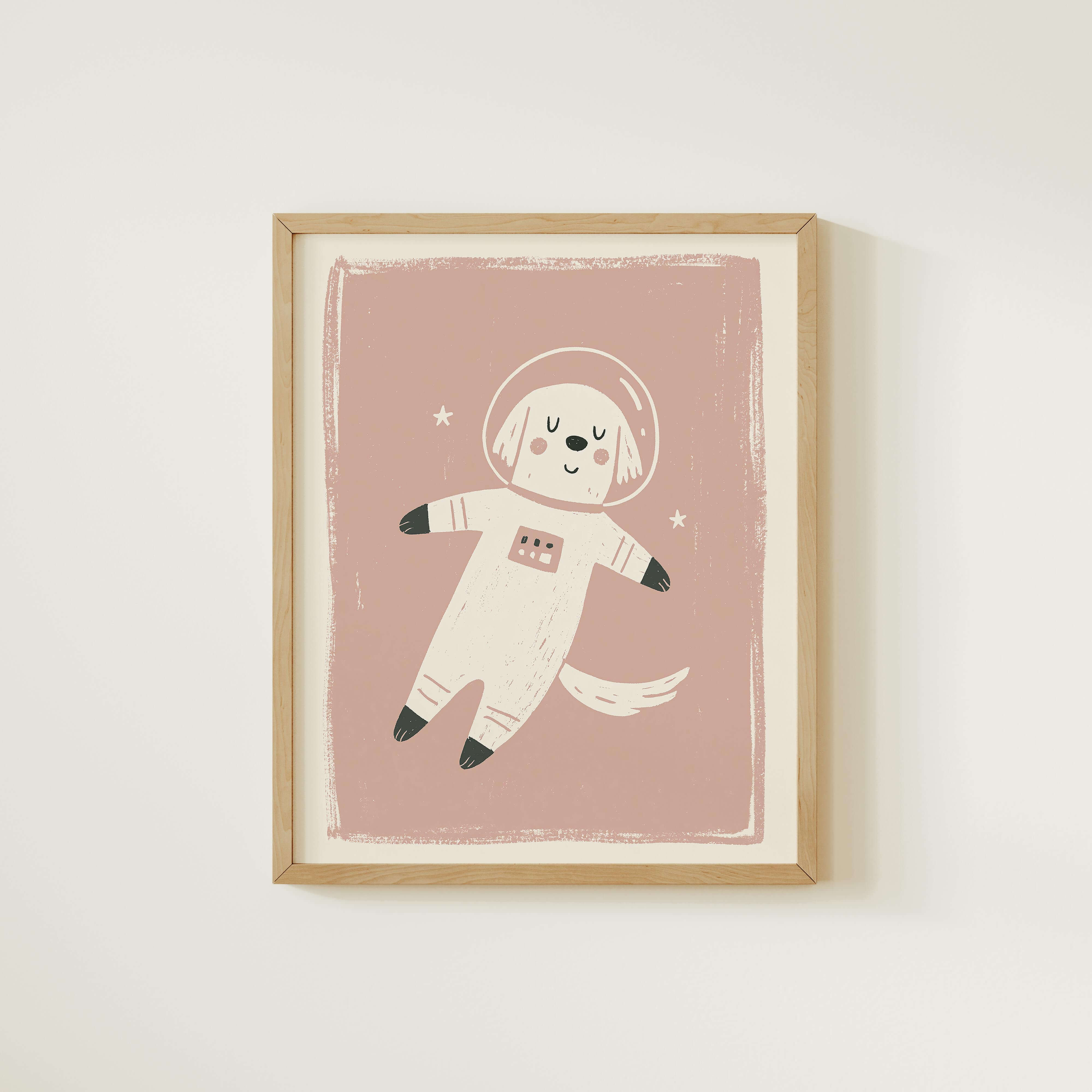 Space Dog Astronaut Nursery Print
