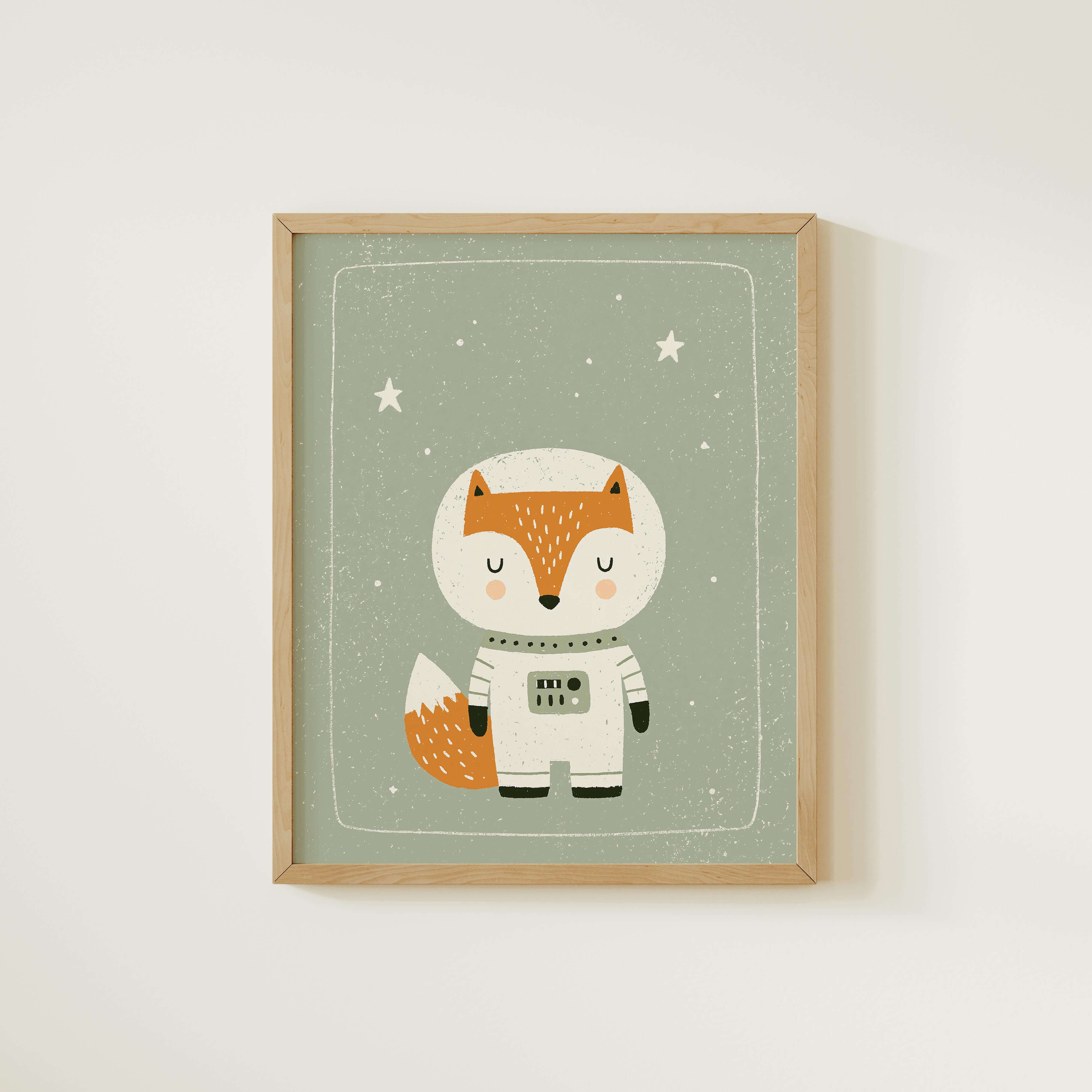 Space Fox Astronaut Nursery Print
