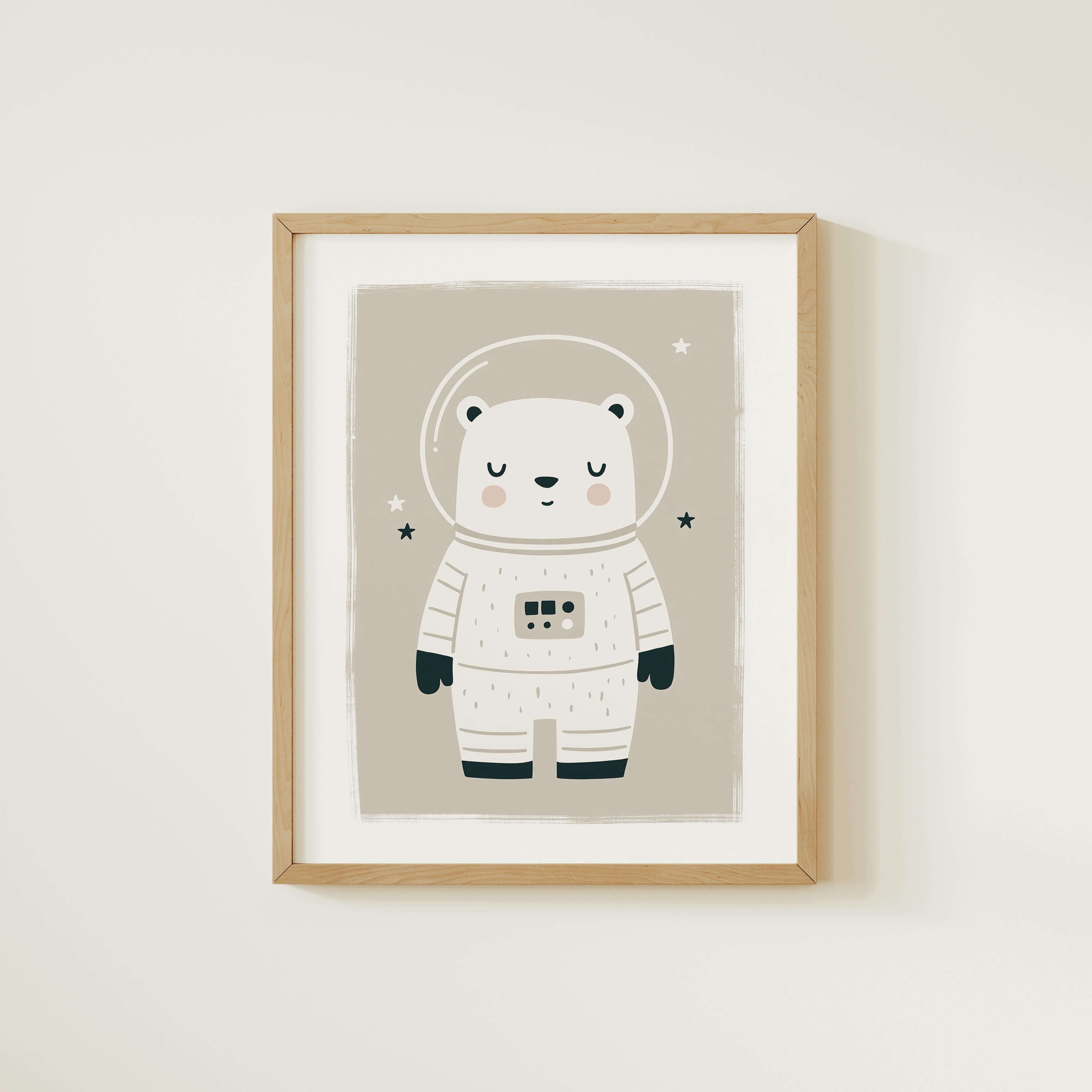 Space Polar Bear Nursery Print
