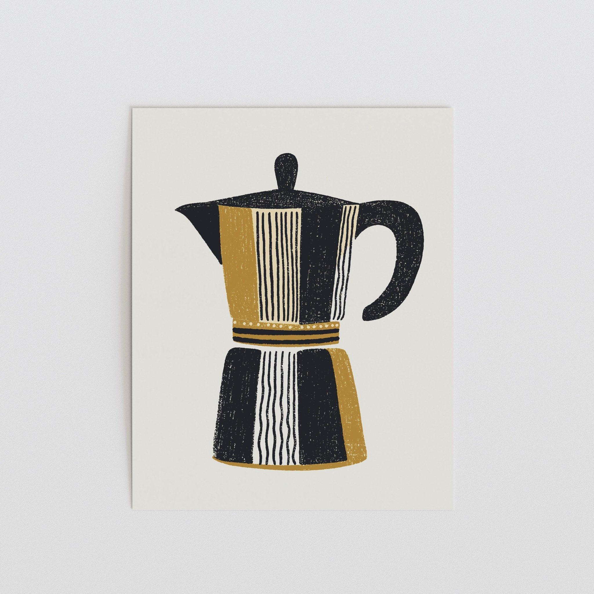 Textured Stovetop Espresso Maker Print, Retro Coffee Wall Art - The FlatFile Society