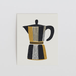 Textured Stovetop Espresso Maker Print, Retro Coffee Wall Art - The FlatFile Society
