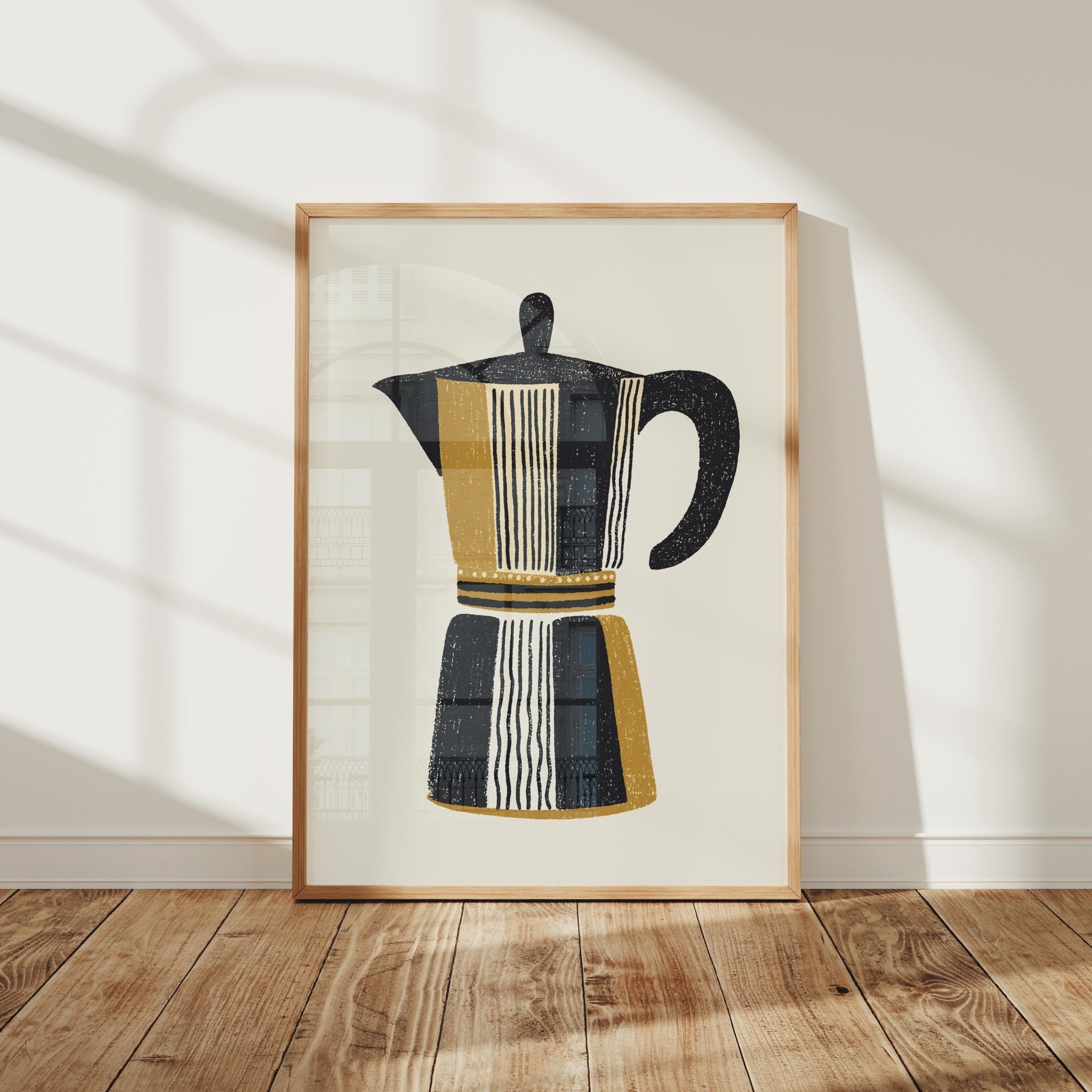Textured Stovetop Espresso Maker Print, Retro Coffee Wall Art - The FlatFile Society