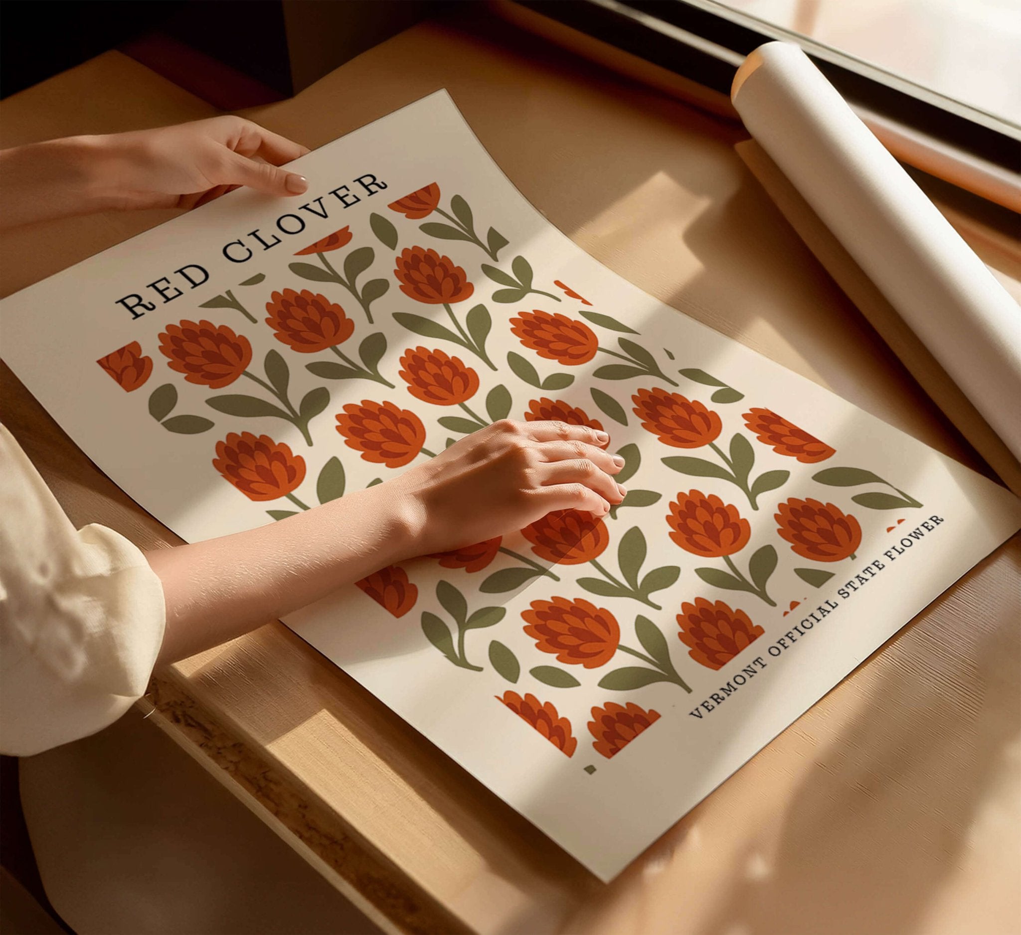 Vermont State Flower Art Print – Red Clover - The FlatFile Society