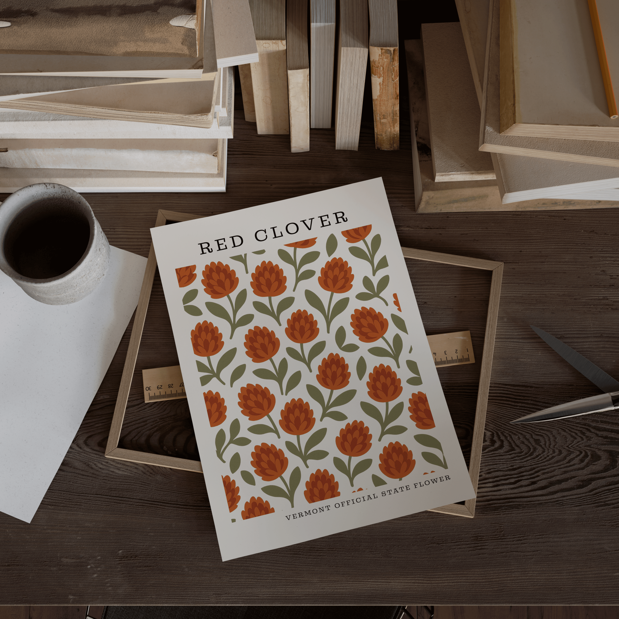 Vermont State Flower Art Print – Red Clover - The FlatFile Society