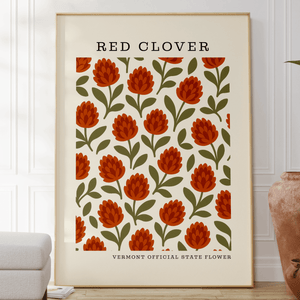 Vermont State Flower Art Print – Red Clover - The FlatFile Society