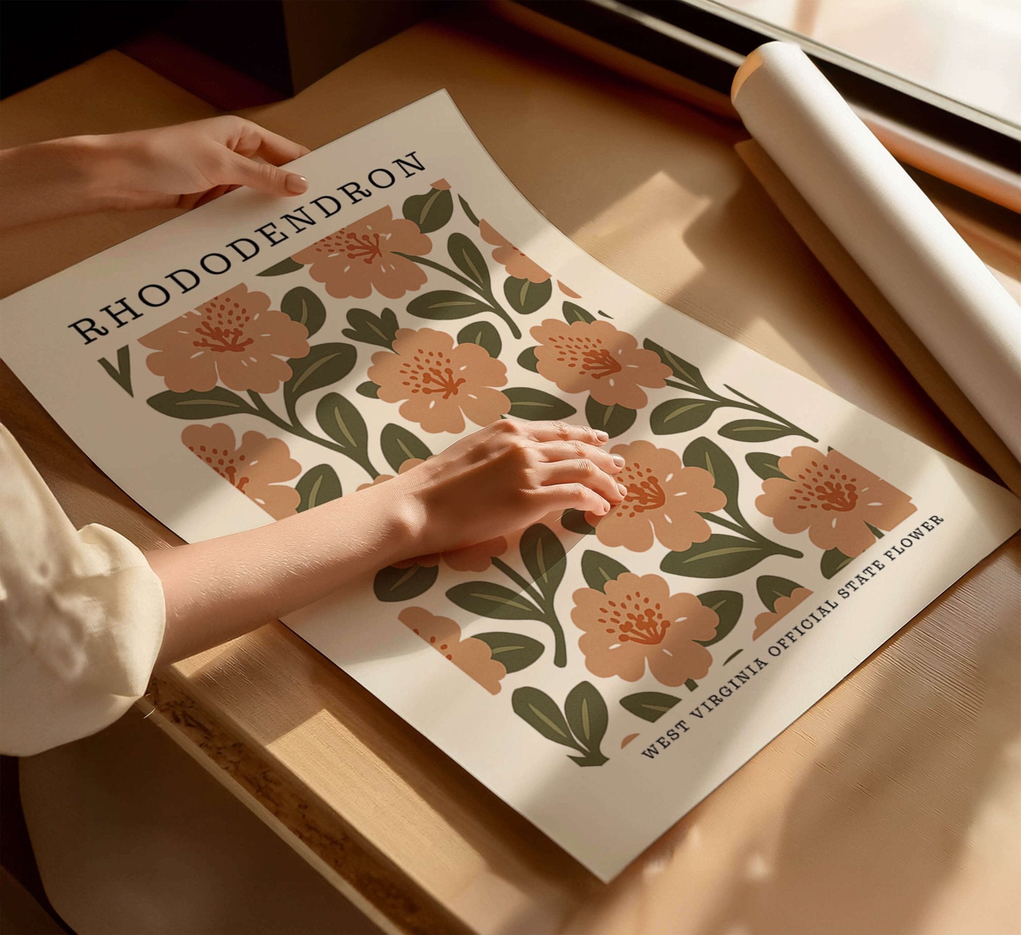 West Virginia State Flower Art Print – Rhododendron - The FlatFile Society