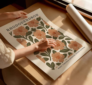 West Virginia State Flower Art Print – Rhododendron - The FlatFile Society