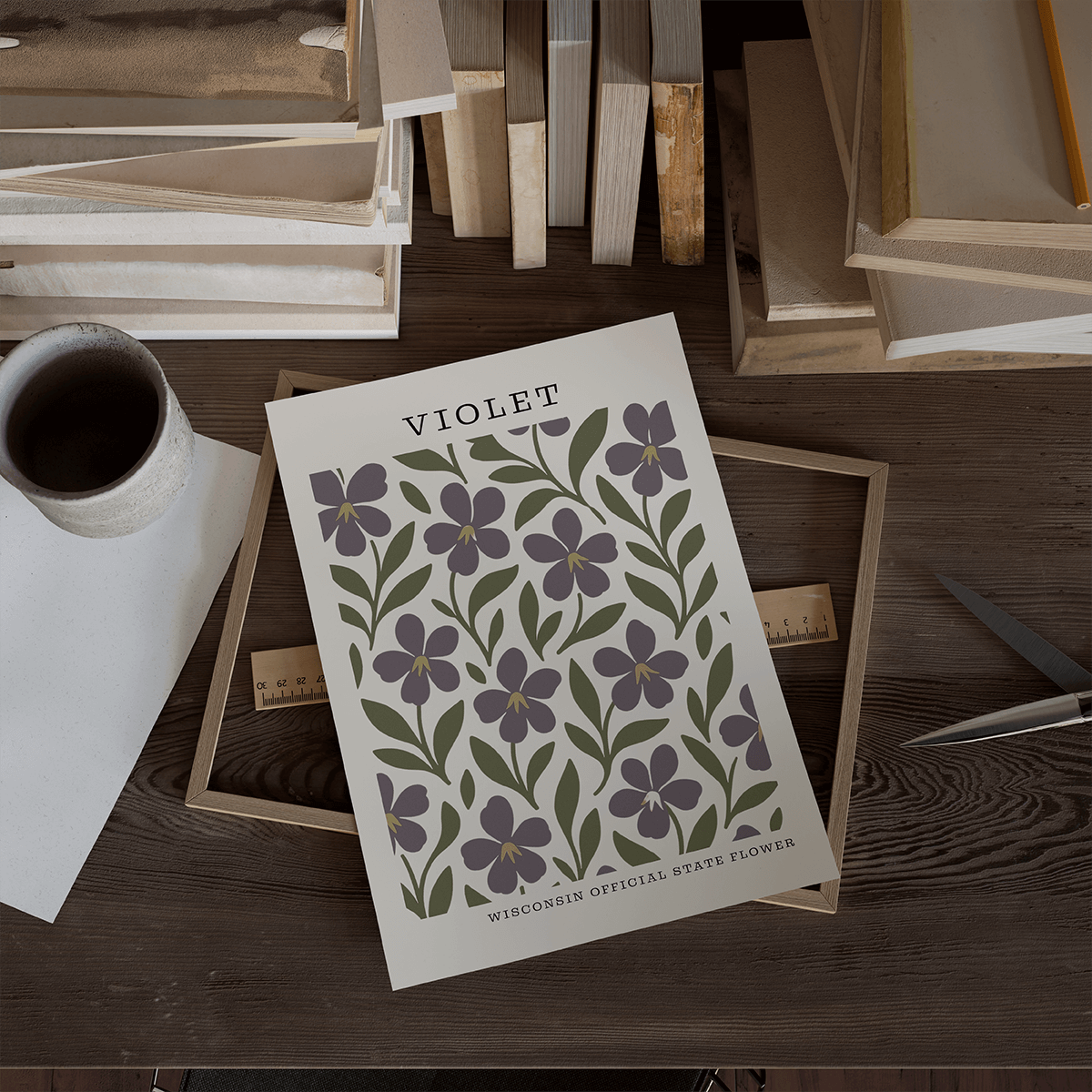 Wisconsin State Flower Art Print – Violet - The FlatFile Society