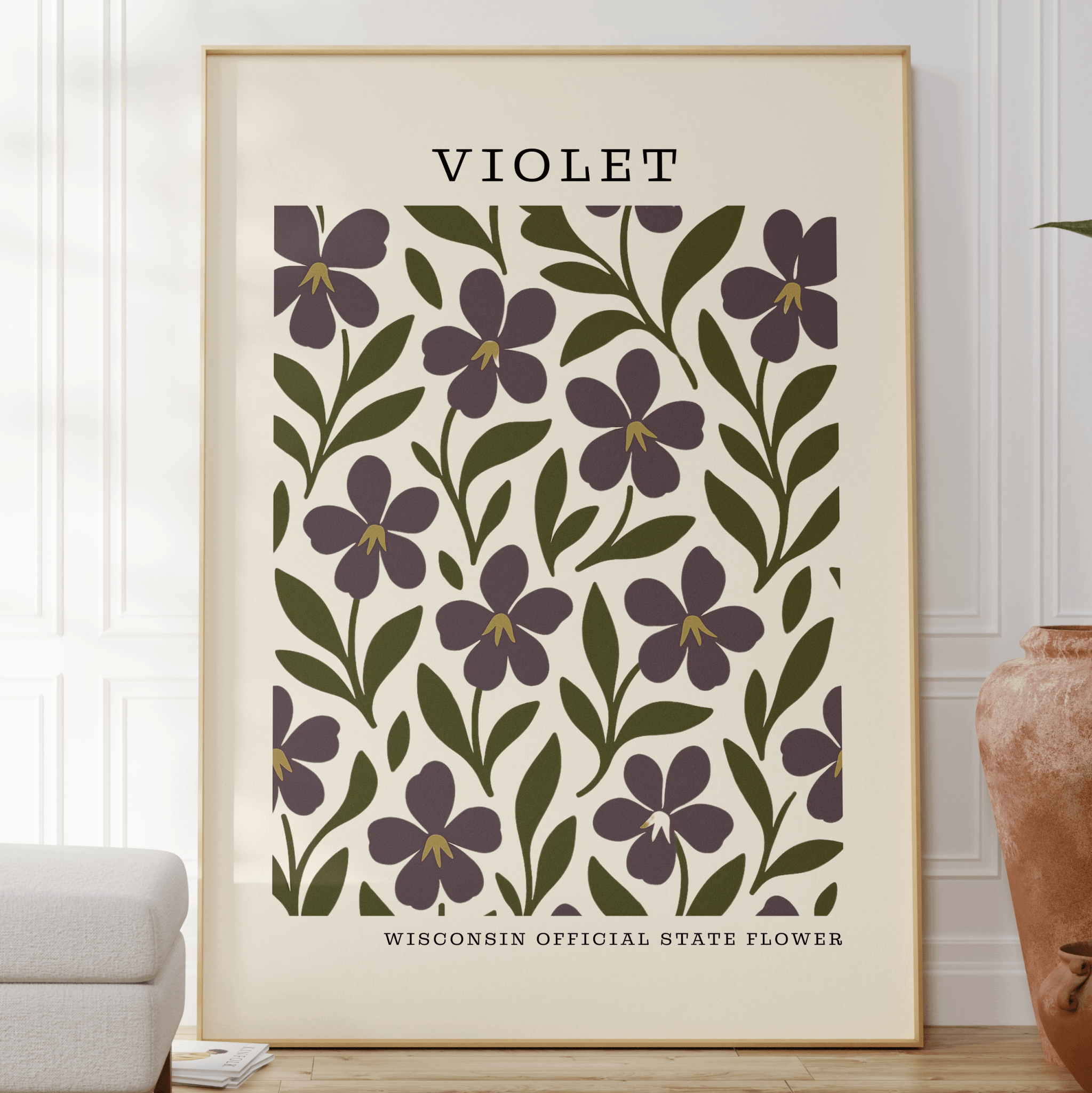 Wisconsin State Flower Art Print – Violet - The FlatFile Society